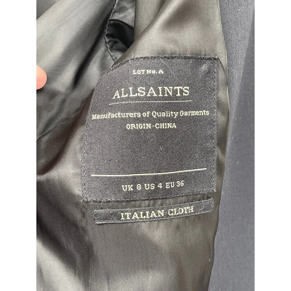 AllSaints Verne Draped Blazer Dress - Avant Garde Asymmetric - Black EU 36